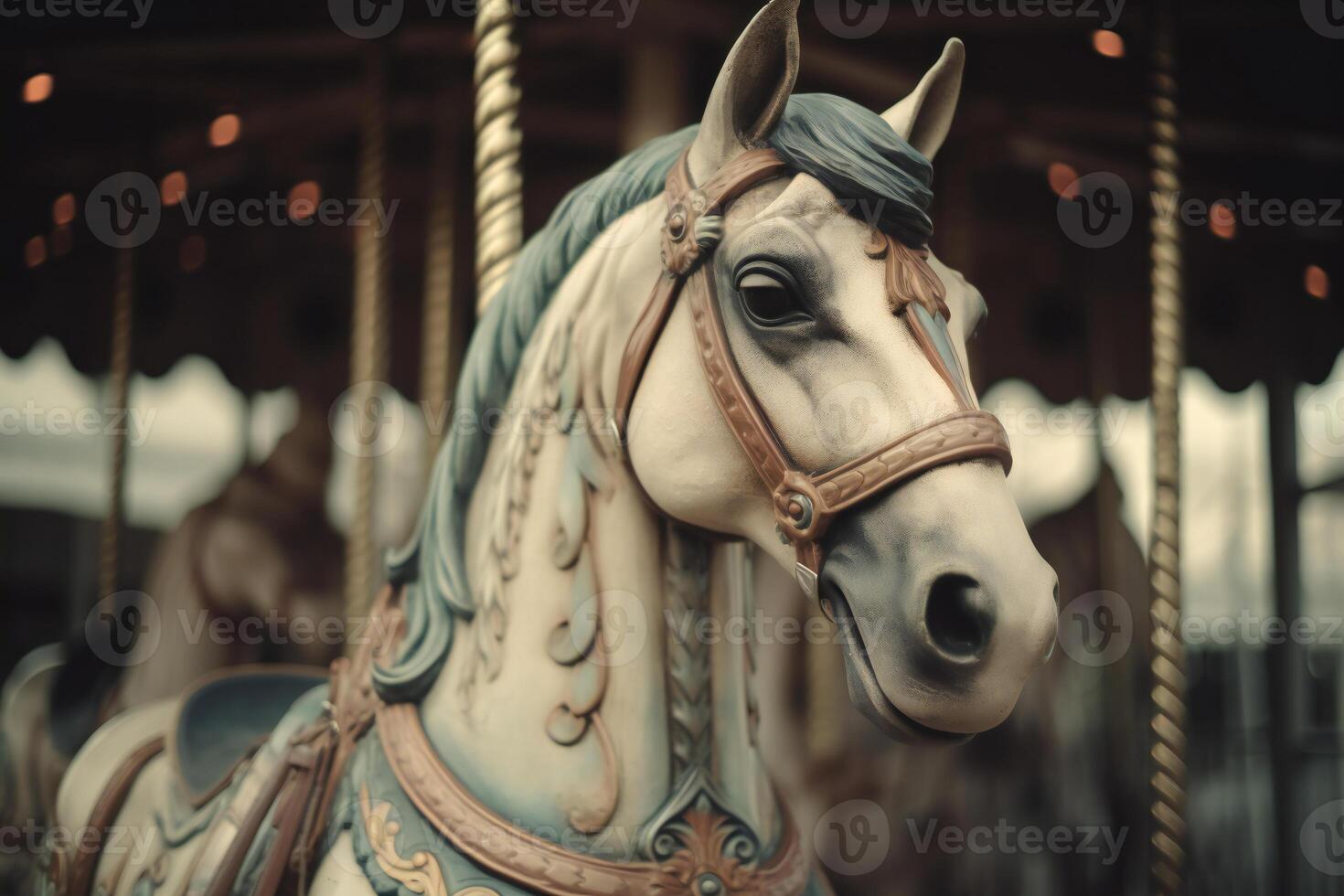 Charming carousel horse, an enchanting highlight for family outings. photo