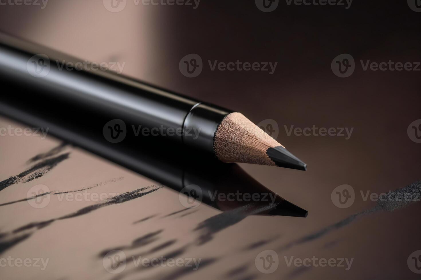 Precision in black, close-up of an eyeliner on the table. photo