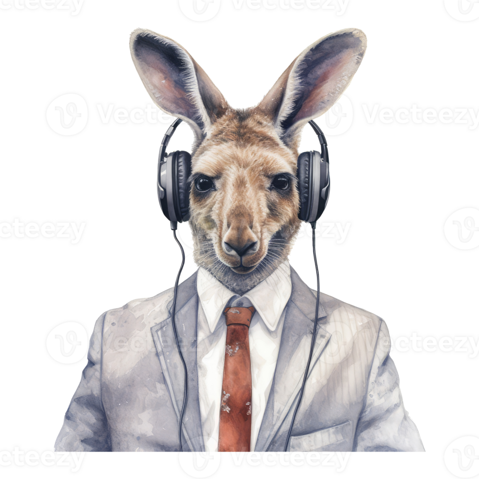watercolor llama wearing headphones . AI Generated png