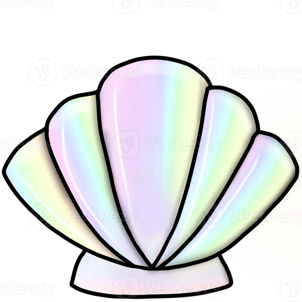 illustration of a shell rainbow colours png