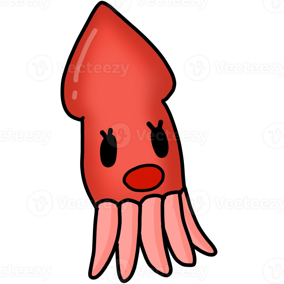 a cartoon squid with a smile face png
