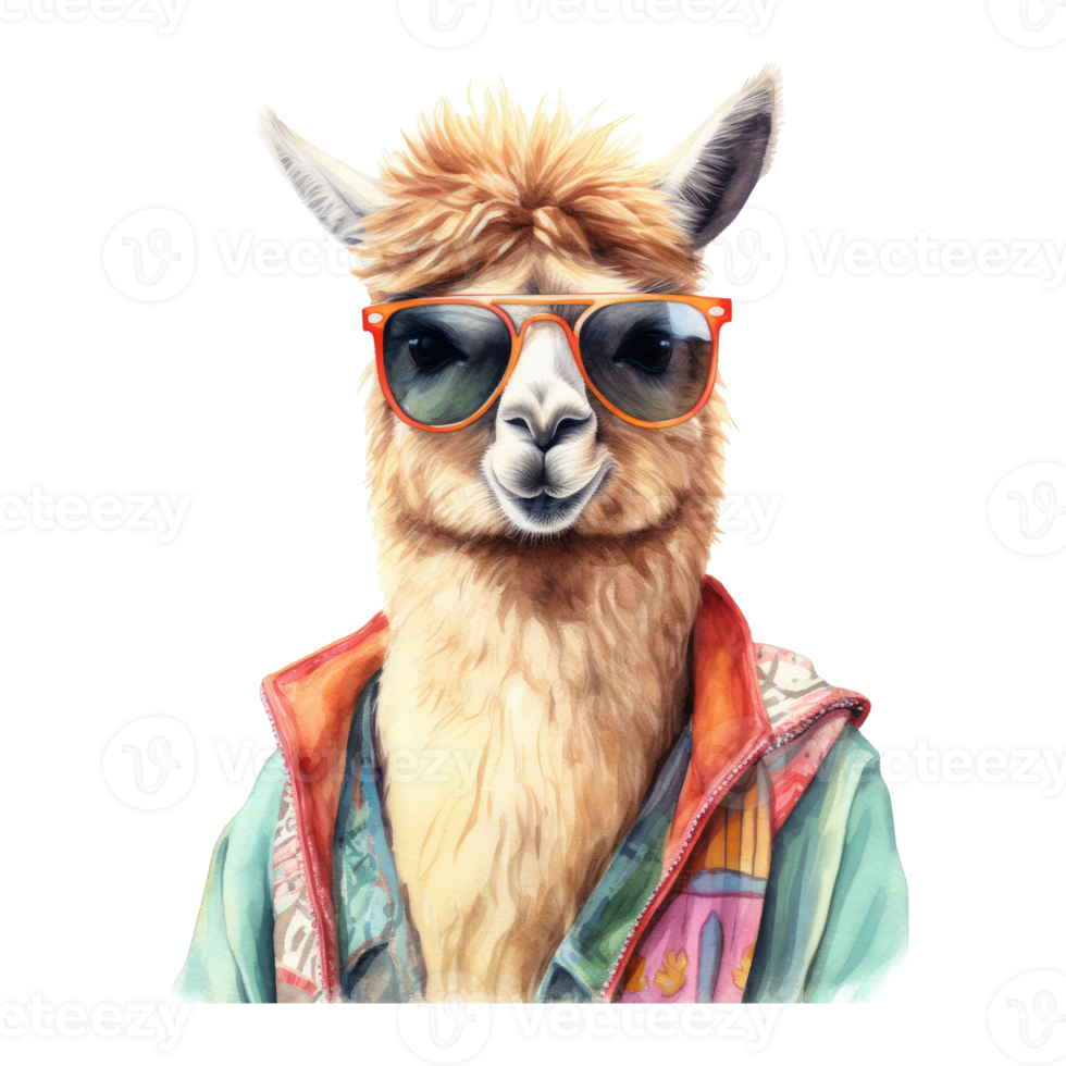 watercolour lama dressed in clothes . png