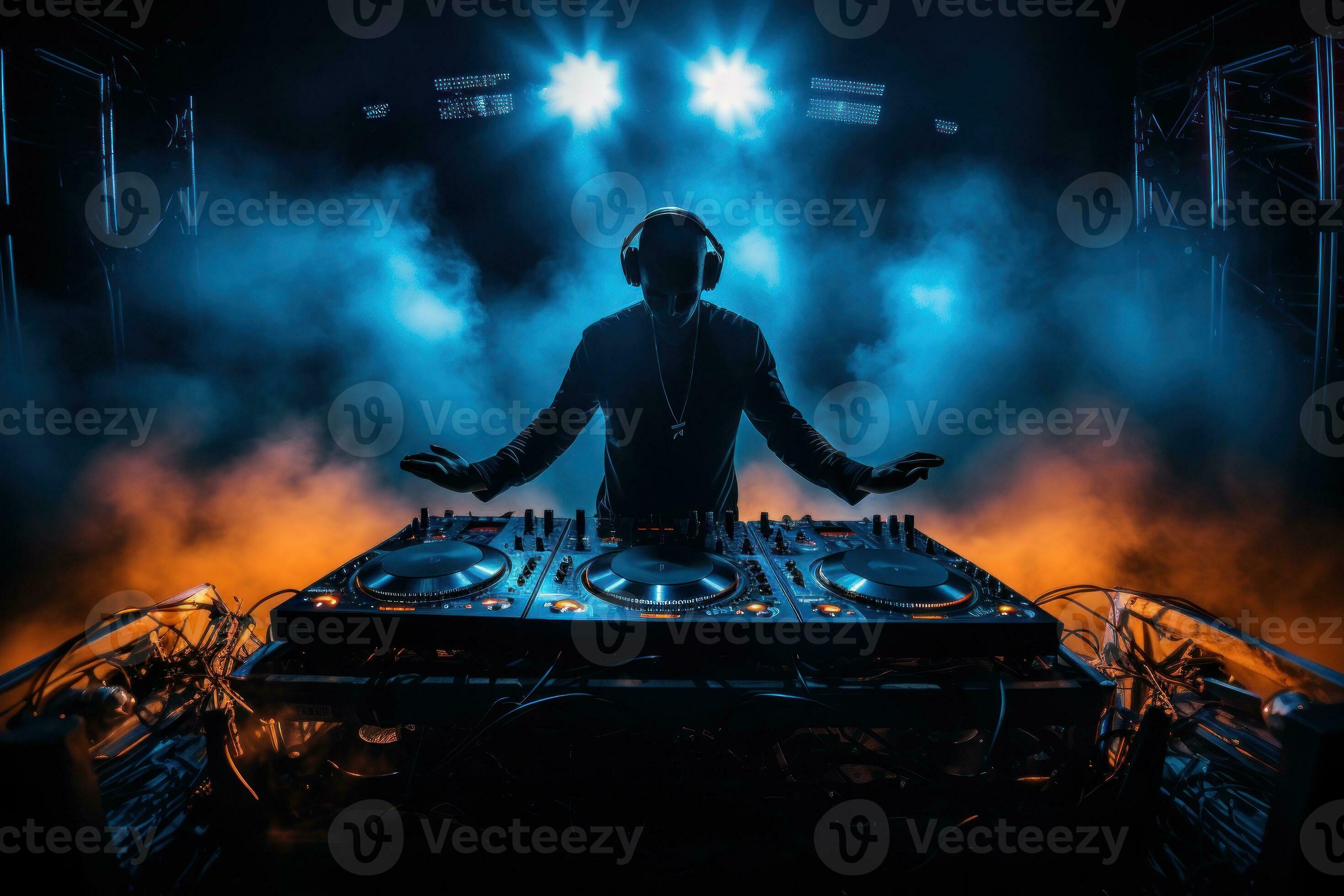 dark music background with playing DJ 26432368 Stock Photo at Vecteezy