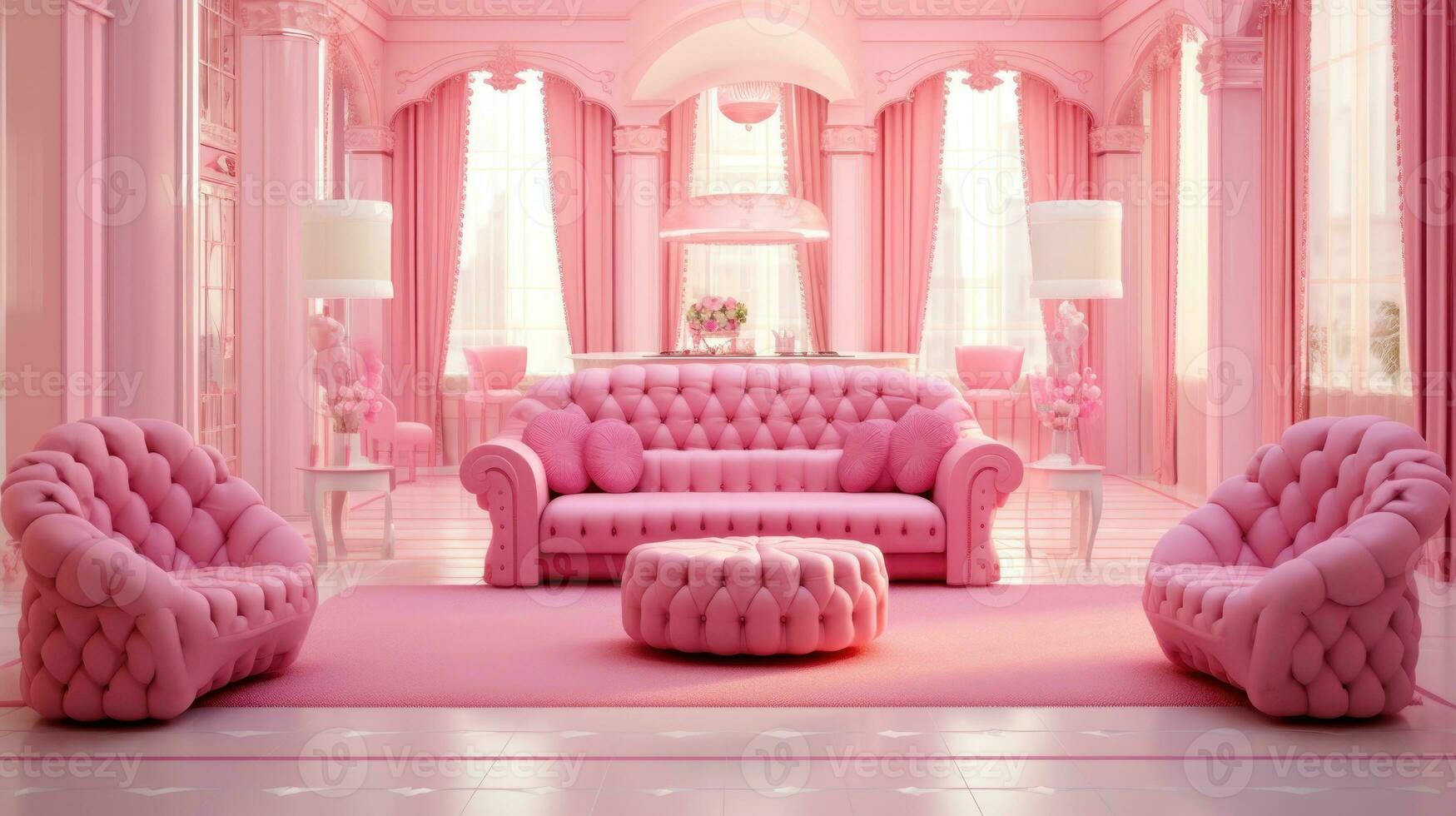 rosado princesa habitación para muñeca foto