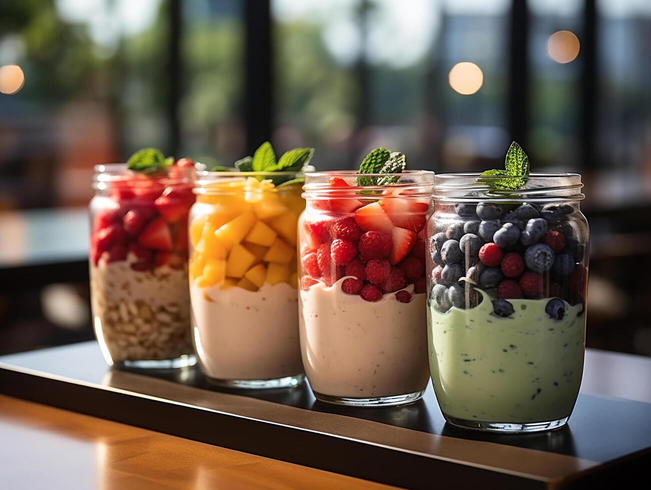 photography of bowl smoothies in cafe made with photo