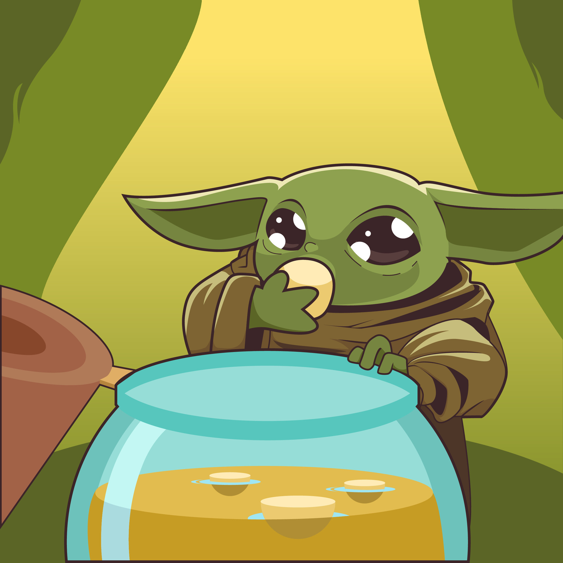 Baby Yoda Eat Illustration 26432597 Vector Art at Vecteezy