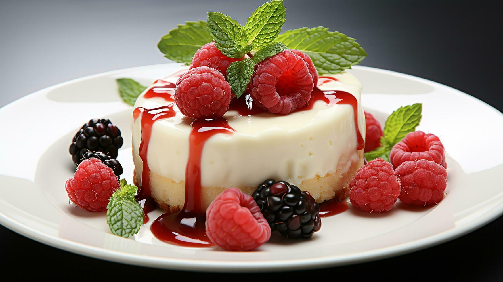 cheesecake dish with white plate in white background AI generate photo