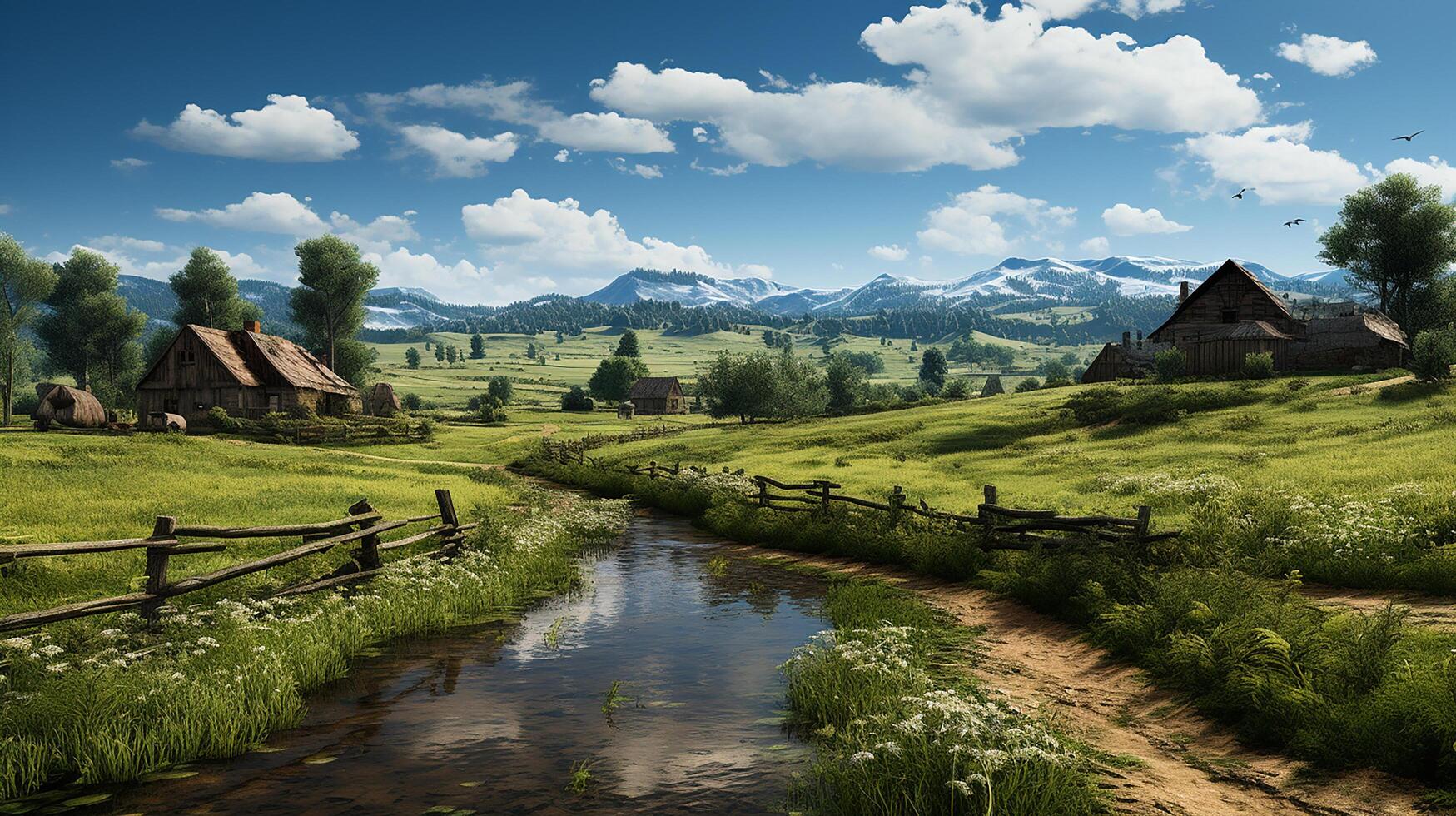 farm in sub urban at afternoon, ultra realistic, smooth lighting made by AI generative photo