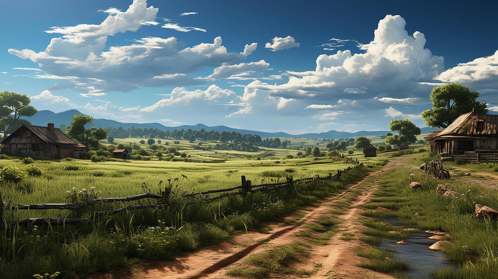 farm in sub urban at afternoon, ultra realistic, smooth lighting made by photo