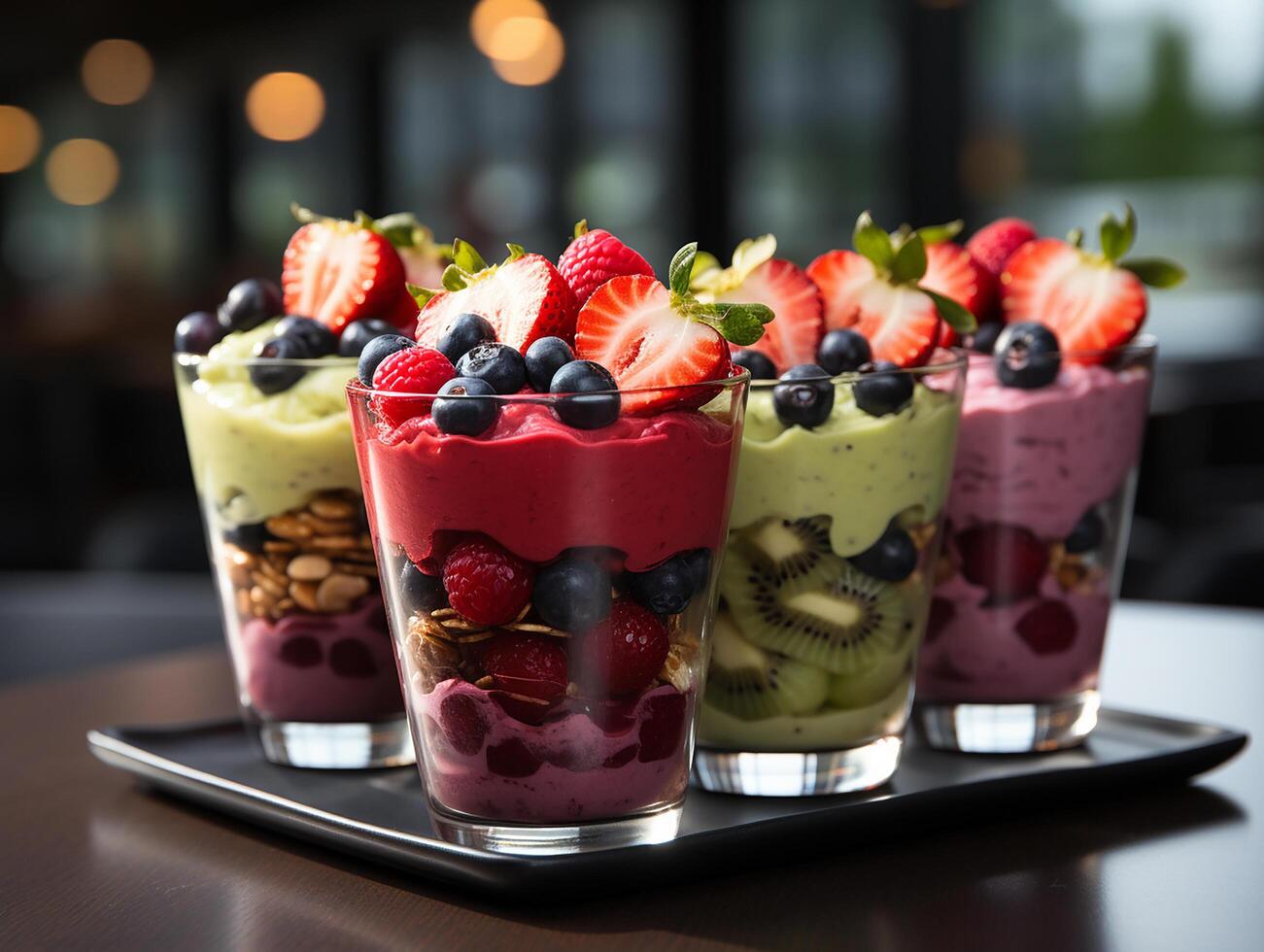 photography of bowl smoothies in cafe made with photo