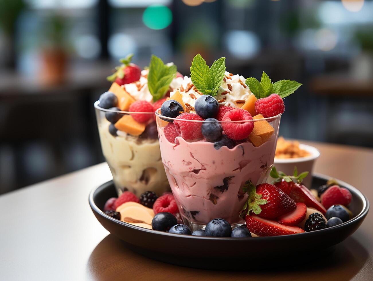 photography of bowl smoothies in cafe made with photo