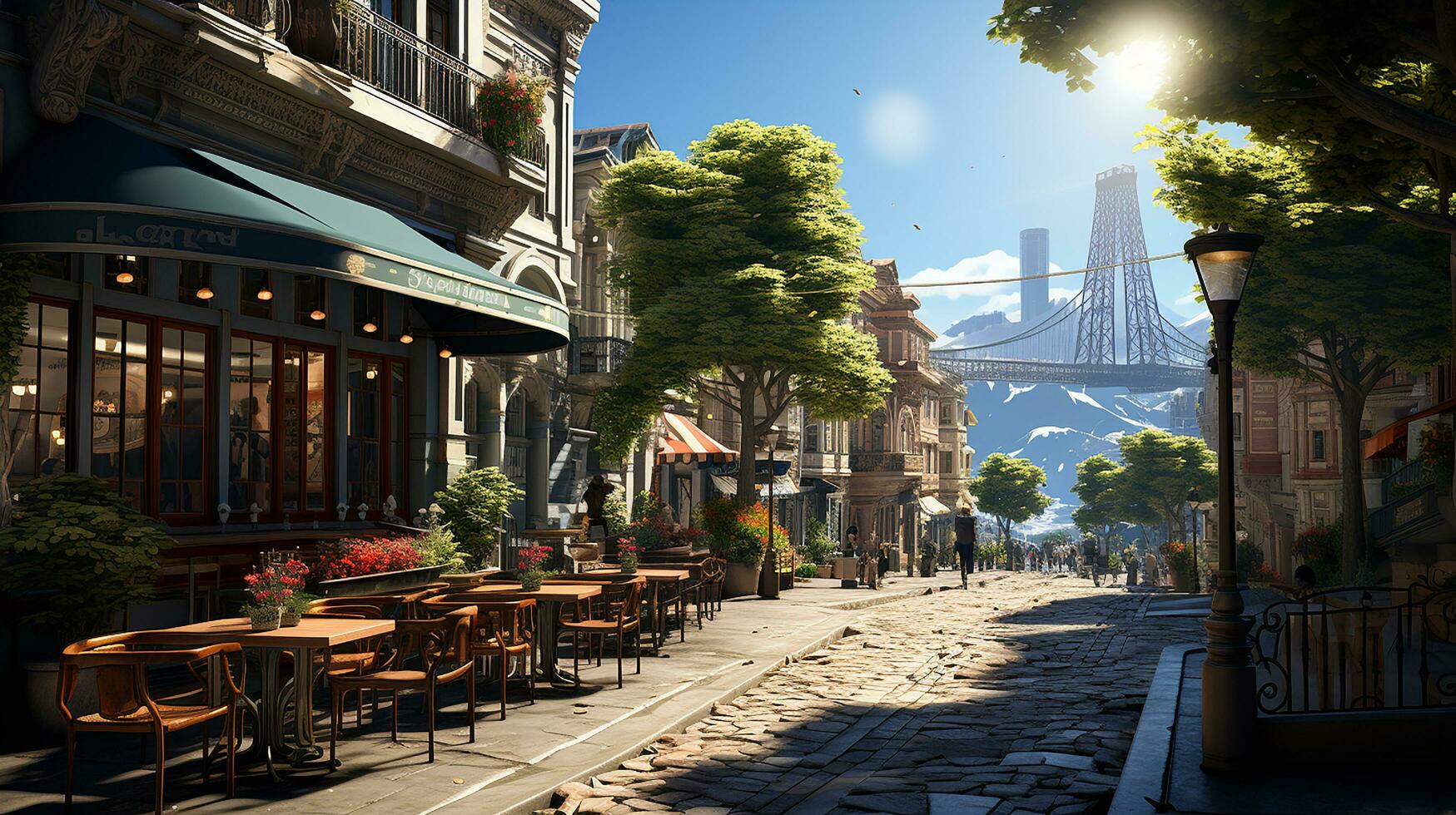 photo-realistic of 1920s city environment at afternoon AI generated photo