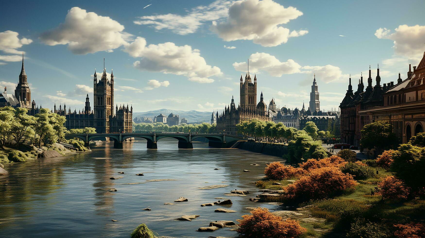 photo-realistic of 1920s city environment at afternoon AI generated photo