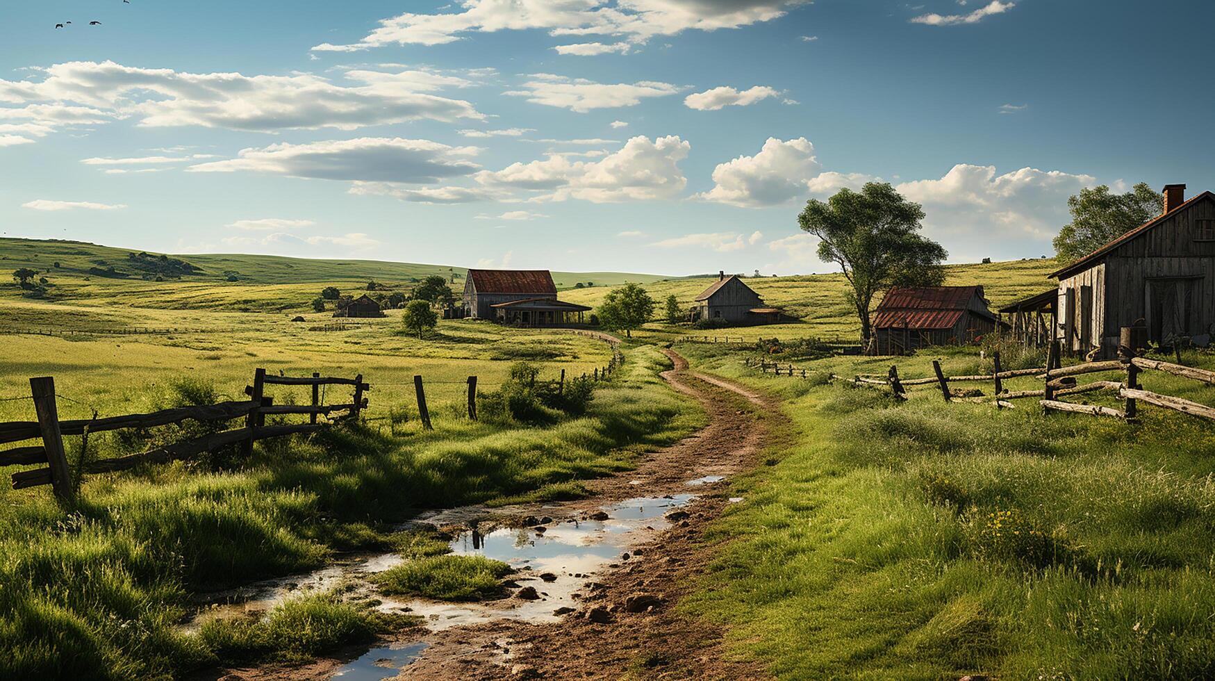 farm in sub urban at afternoon, ultra realistic, smooth lighting made by photo