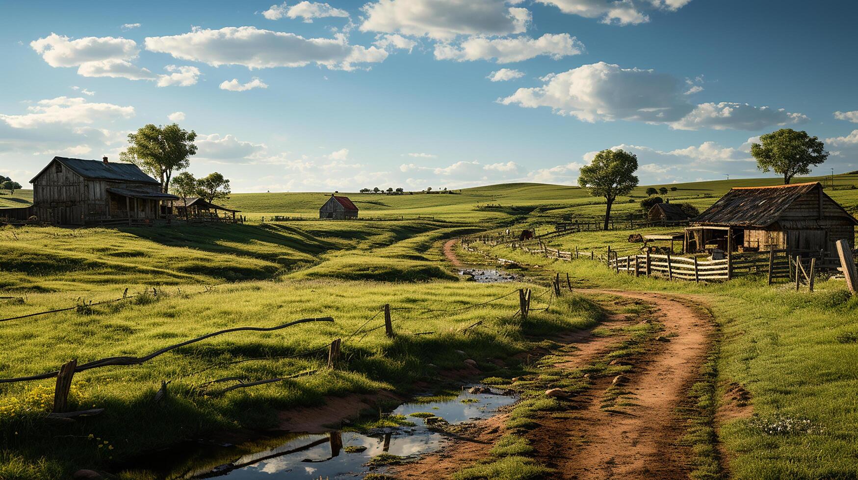 farm in sub urban at afternoon, ultra realistic, smooth lighting made by photo