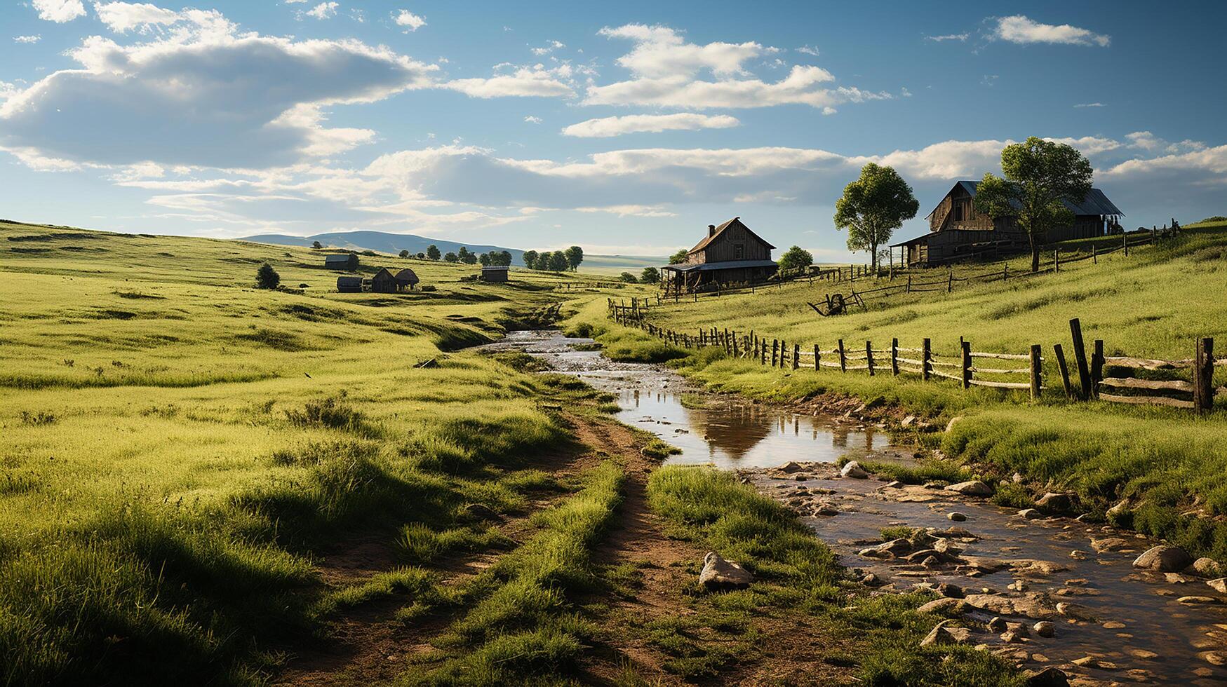 farm in sub urban at afternoon, ultra realistic, smooth lighting made by photo