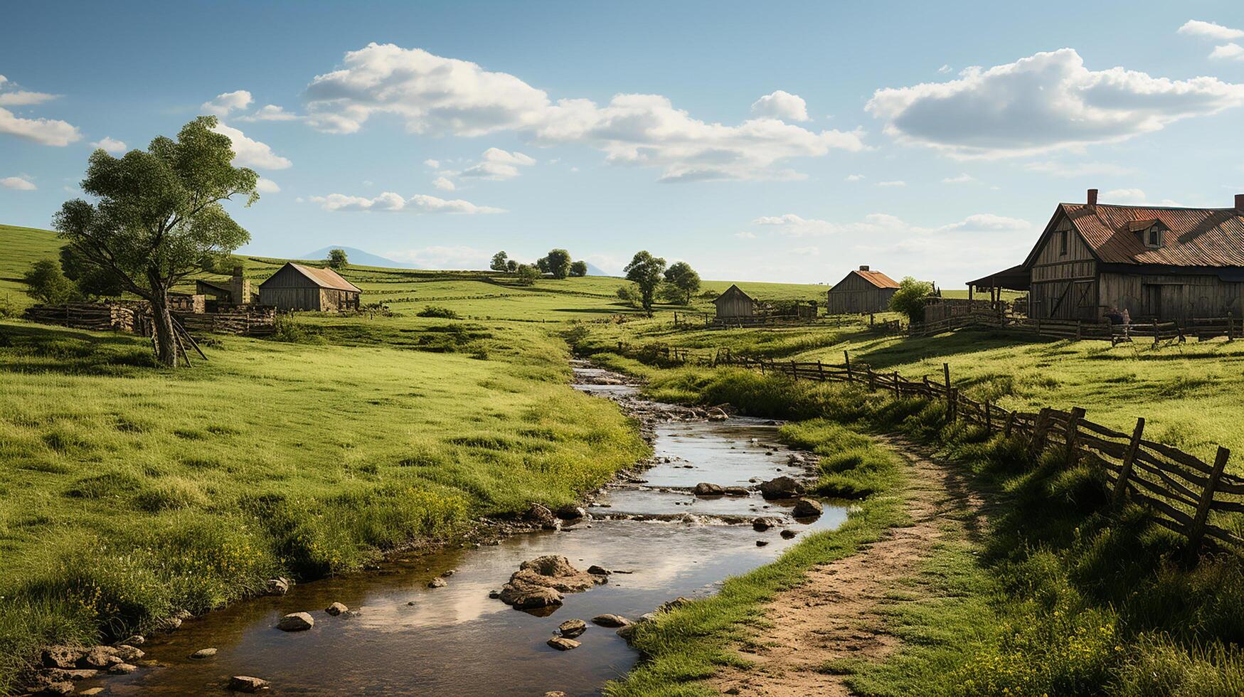 farm in sub urban at afternoon, ultra realistic, smooth lighting made by photo