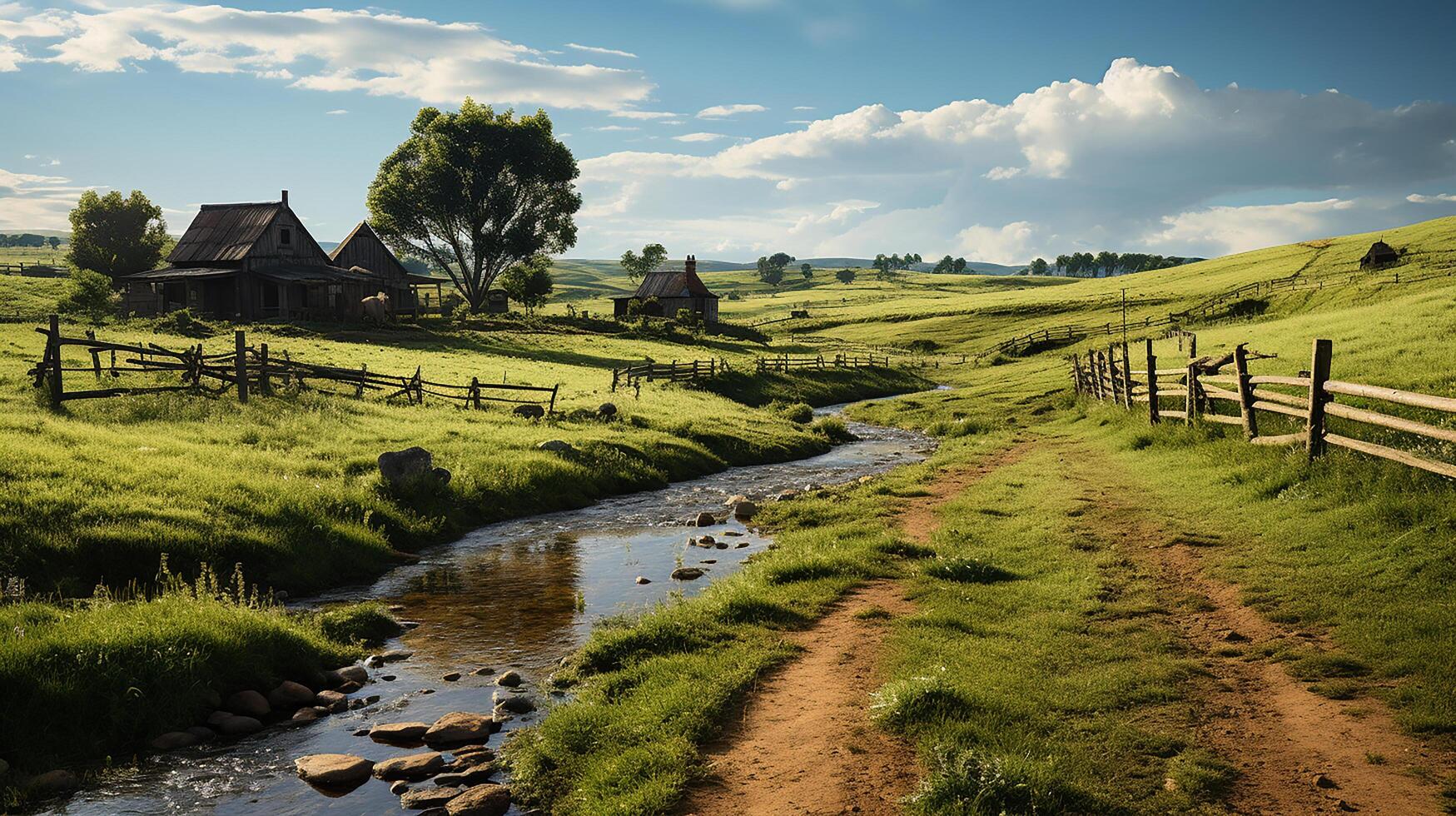 farm in sub urban at afternoon, ultra realistic, smooth lighting made by photo