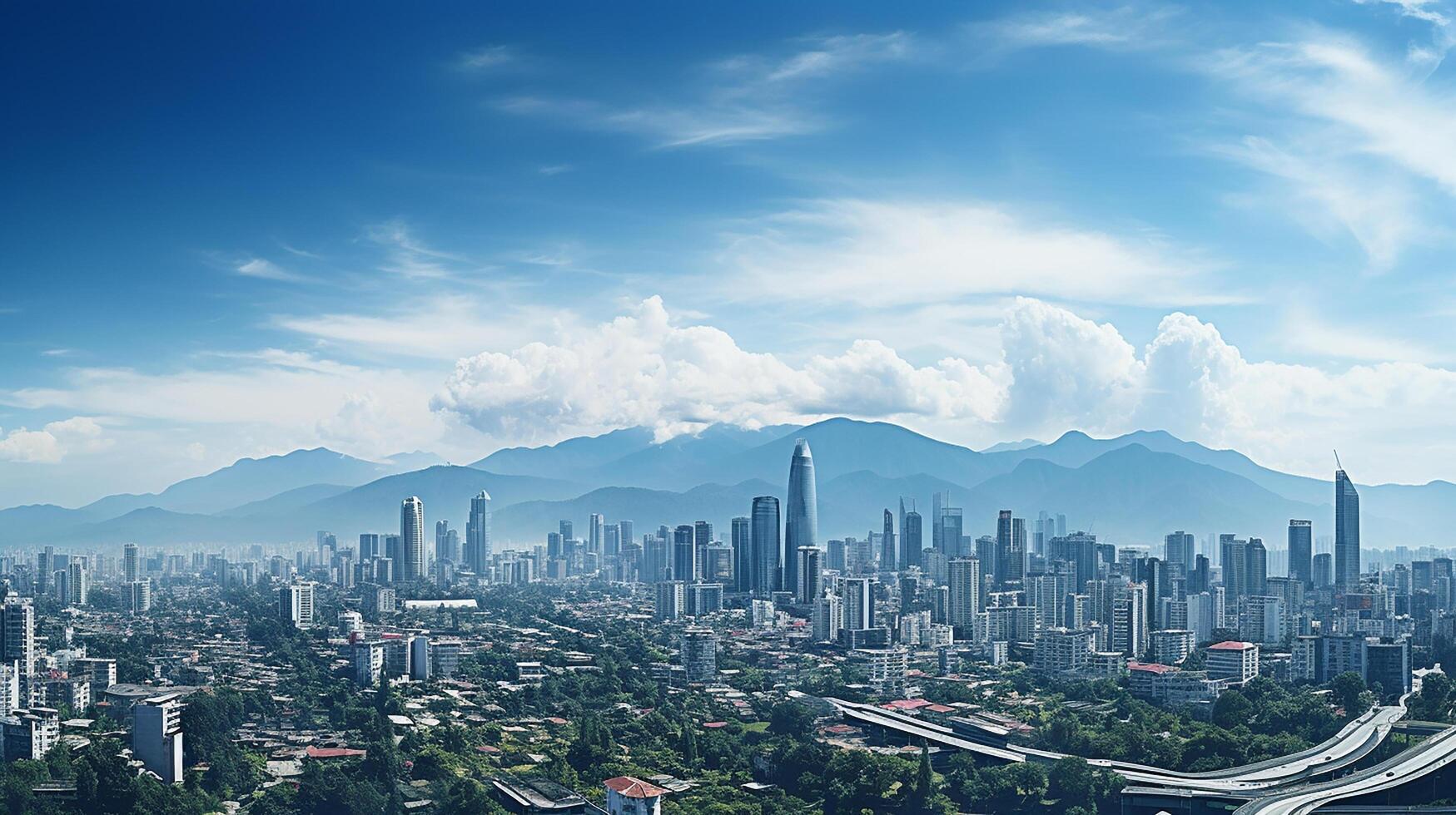 city panorama with skyscraper buildings, daylight made by AI generated photo