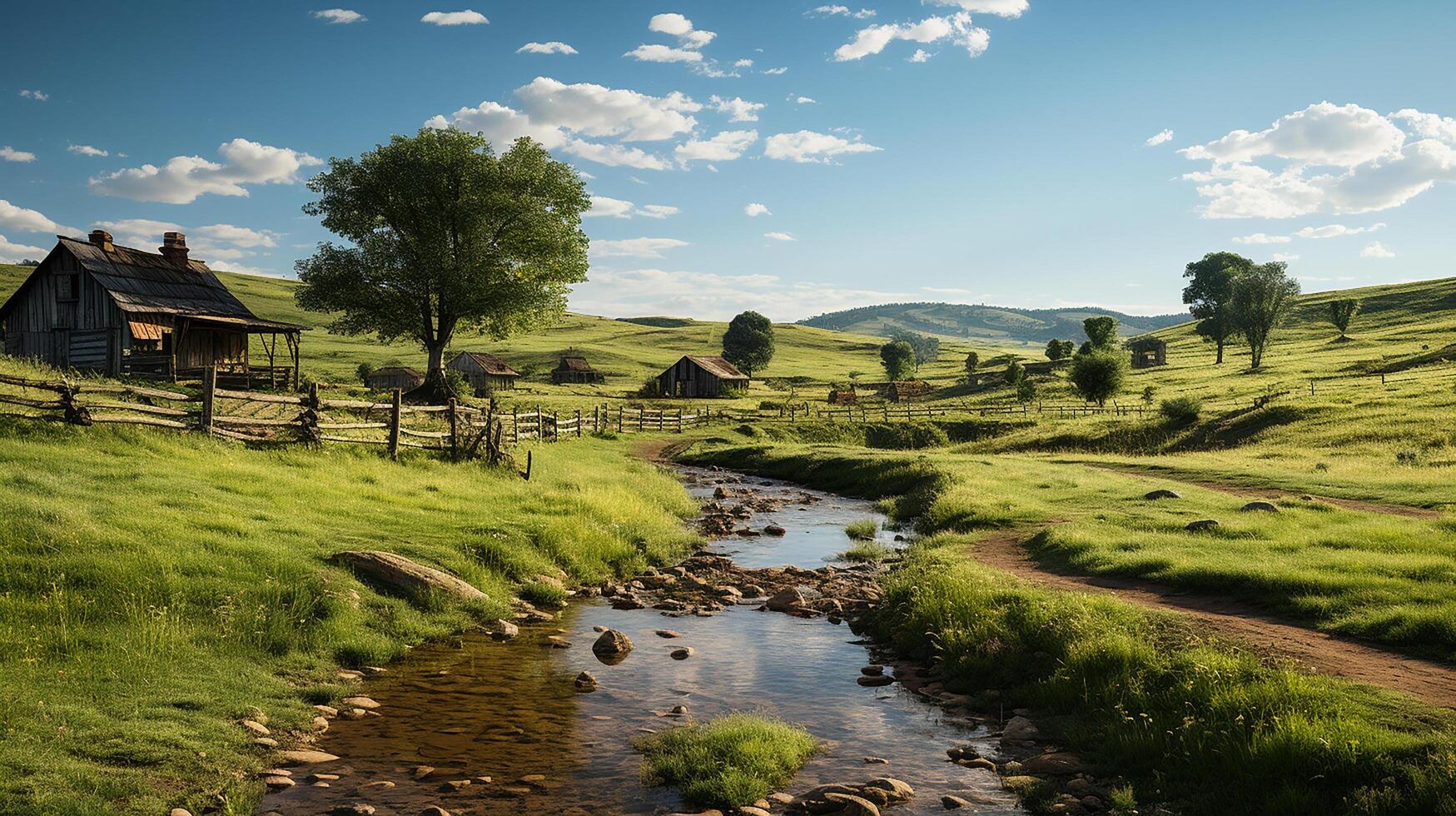 farm in sub urban at afternoon, ultra realistic, smooth lighting made by photo
