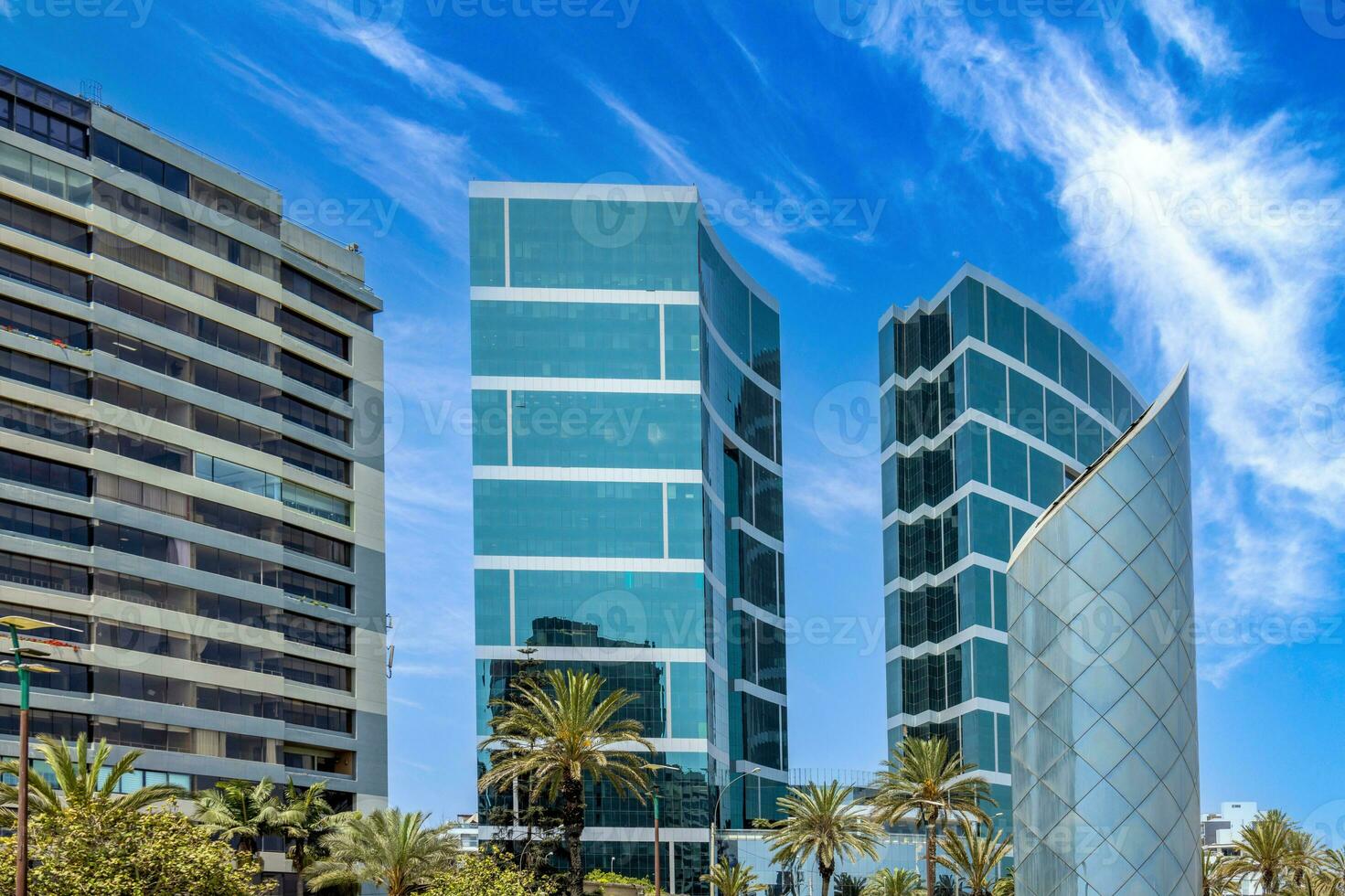 Lima, ocean view Miraflores Malecon promenade with shopping malls cafes and restaurants photo