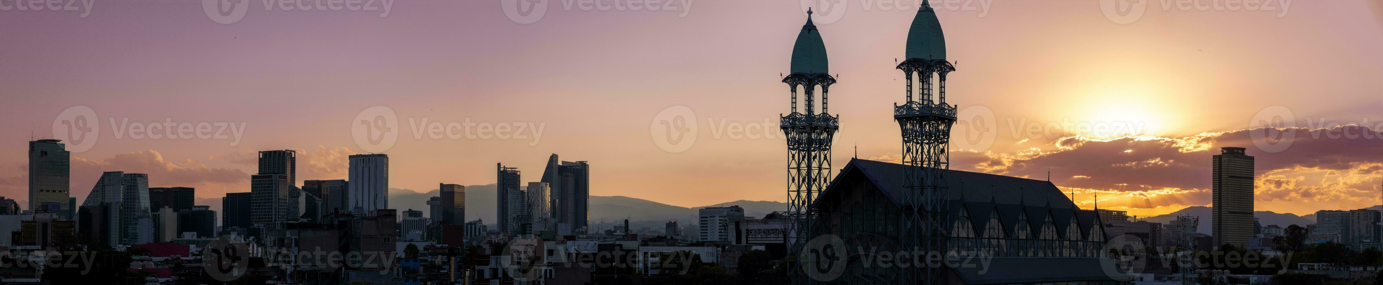 Panoramic skyline view of Mexico City business and Financial center close to Paseo De Reforma photo