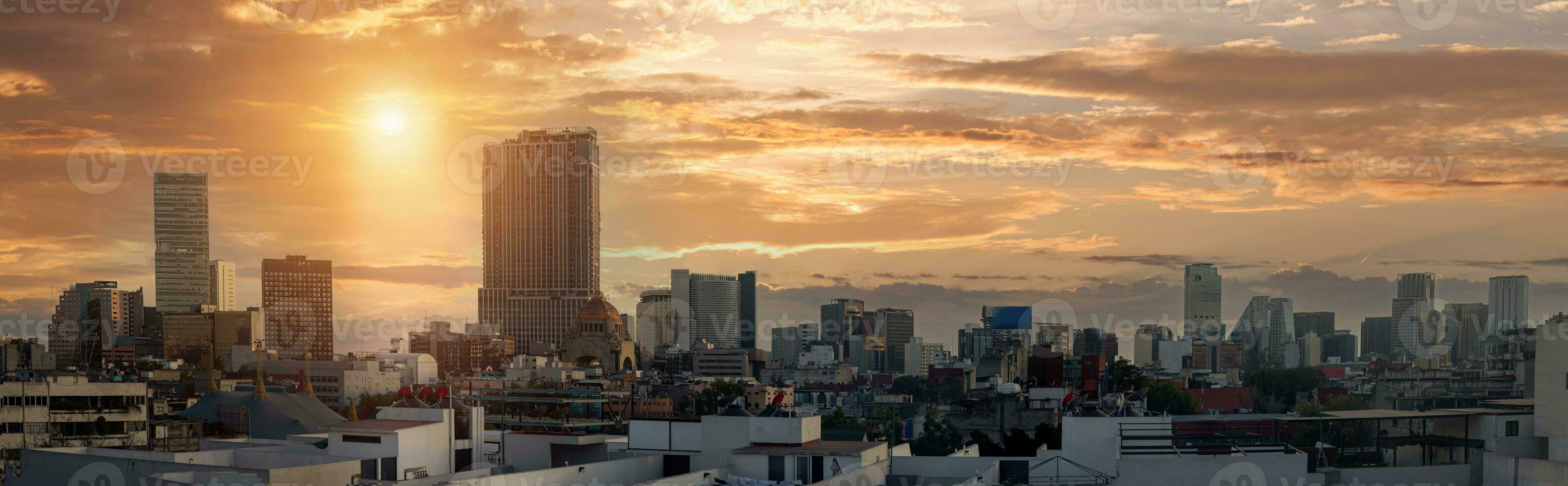 Panoramic skyline view of Mexico City business and Financial center close to Paseo De Reforma photo