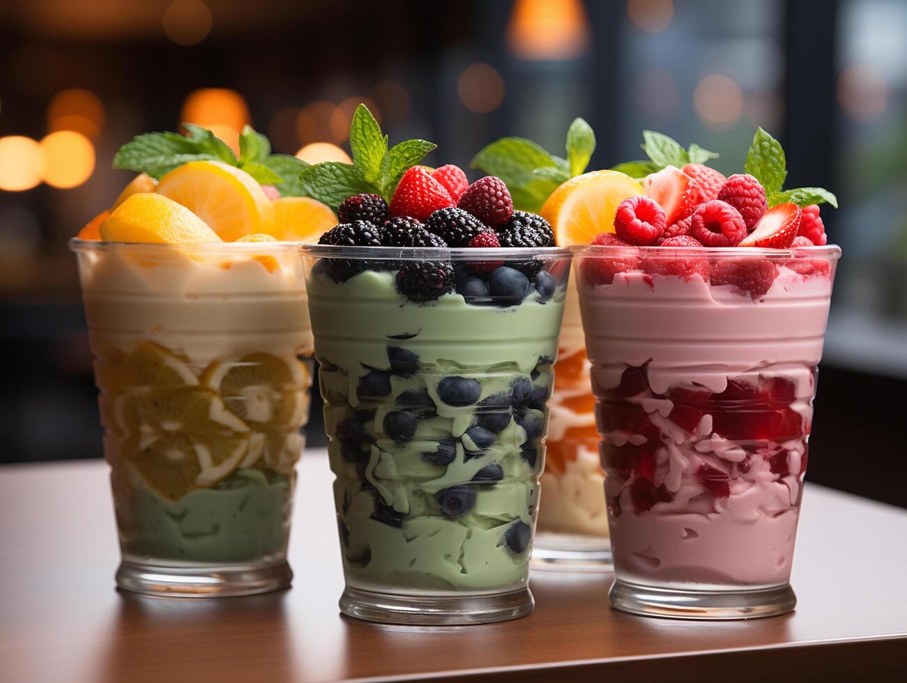 photography of bowl smoothies in cafe made with photo