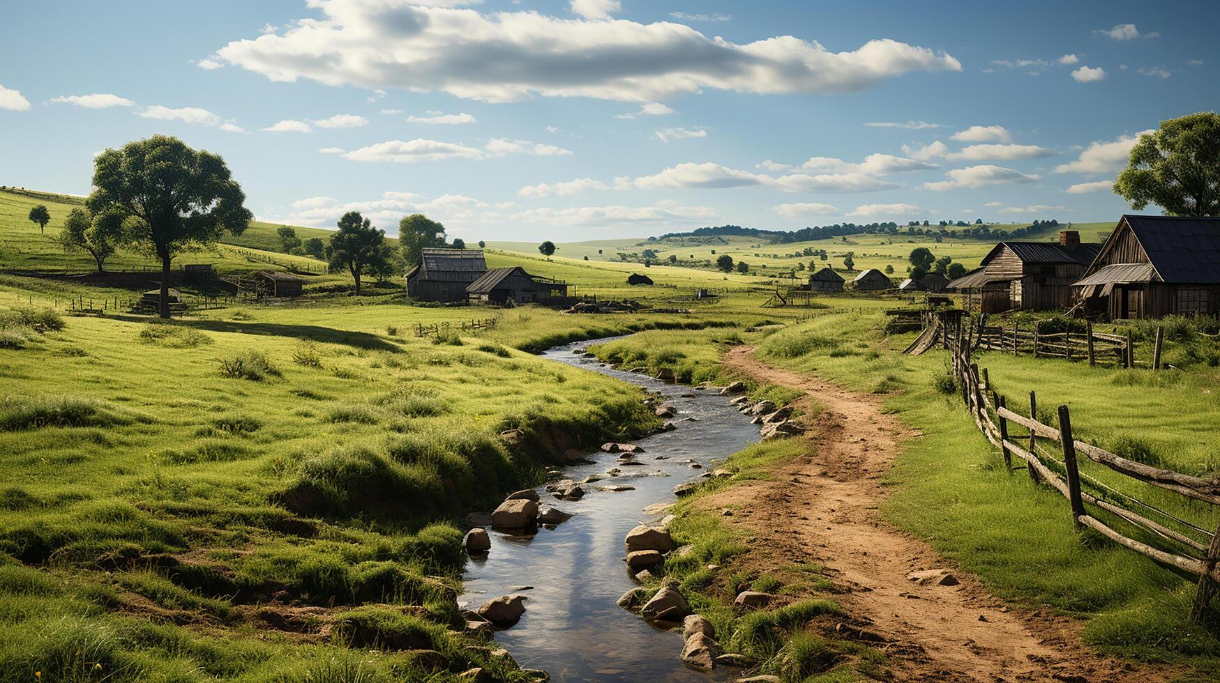 farm in sub urban at afternoon, ultra realistic, smooth lighting made by photo