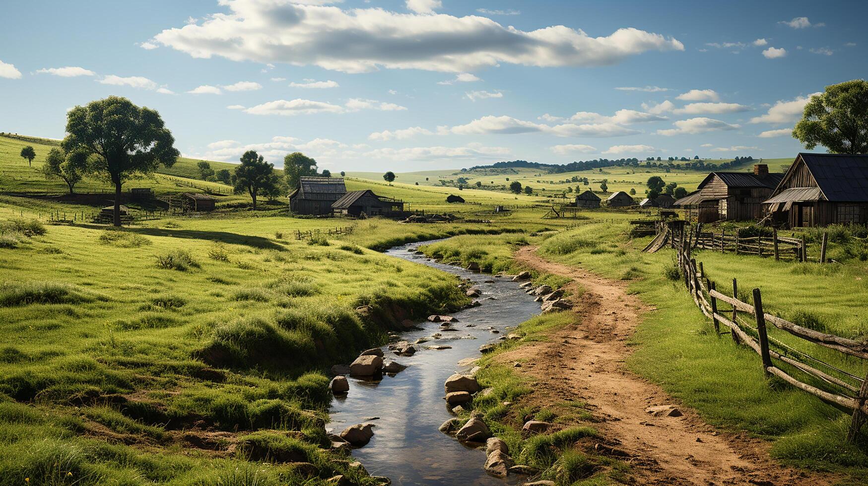 farm in sub urban at afternoon, ultra realistic, smooth lighting made by AI generative photo