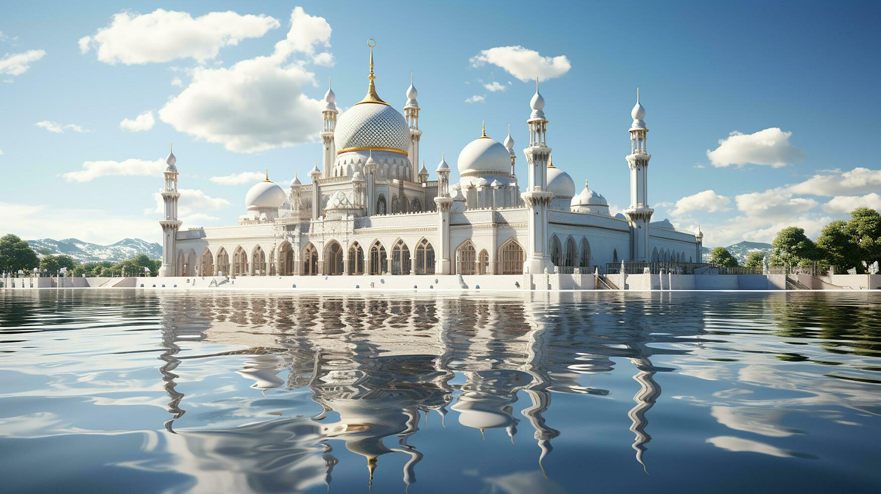 photo-realistic mosque at afternoon AI generated photo