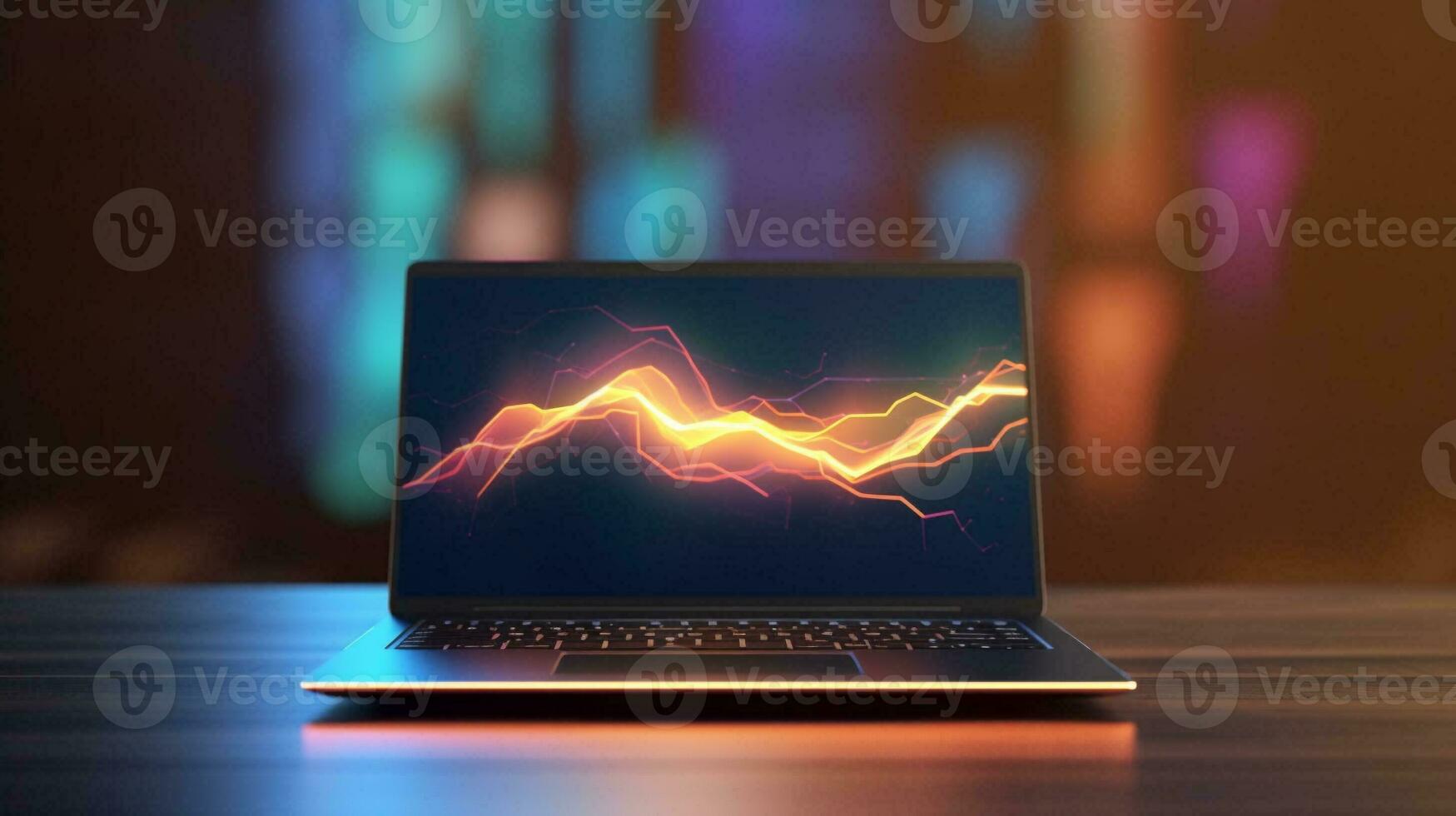 Notebook or laptop screen mockup, Technology business strategy and digital marketing concept. Generative AI. photo