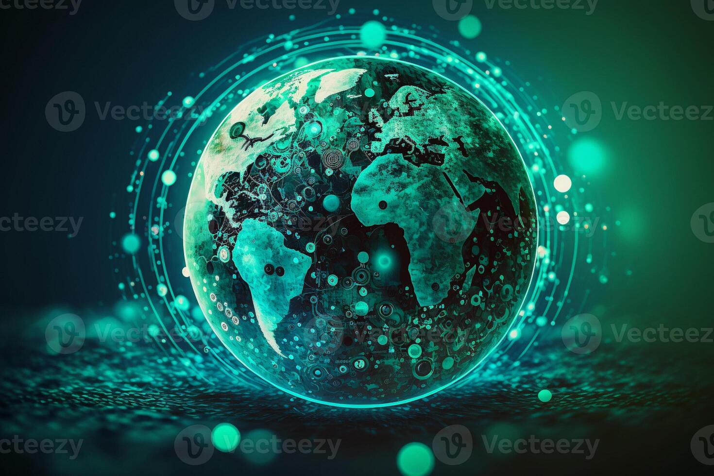 concept of saving the earth and energy Planet Earth with leaf texture and Milky Way as background with ecological connections, . photo