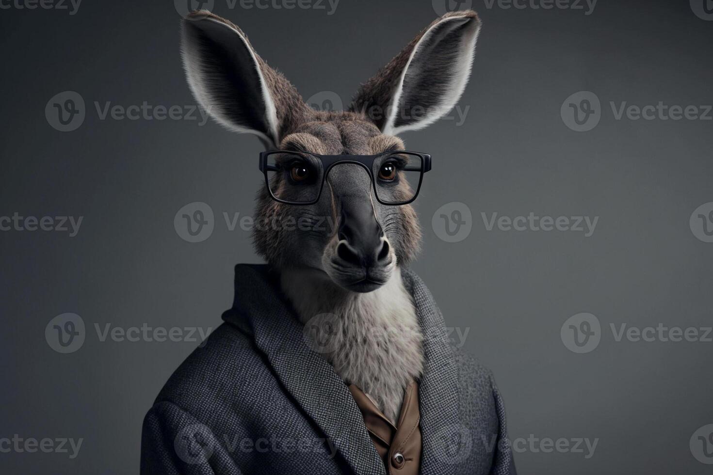 Portrait of a donkey with glasses and a formal suit. generative ai. photo