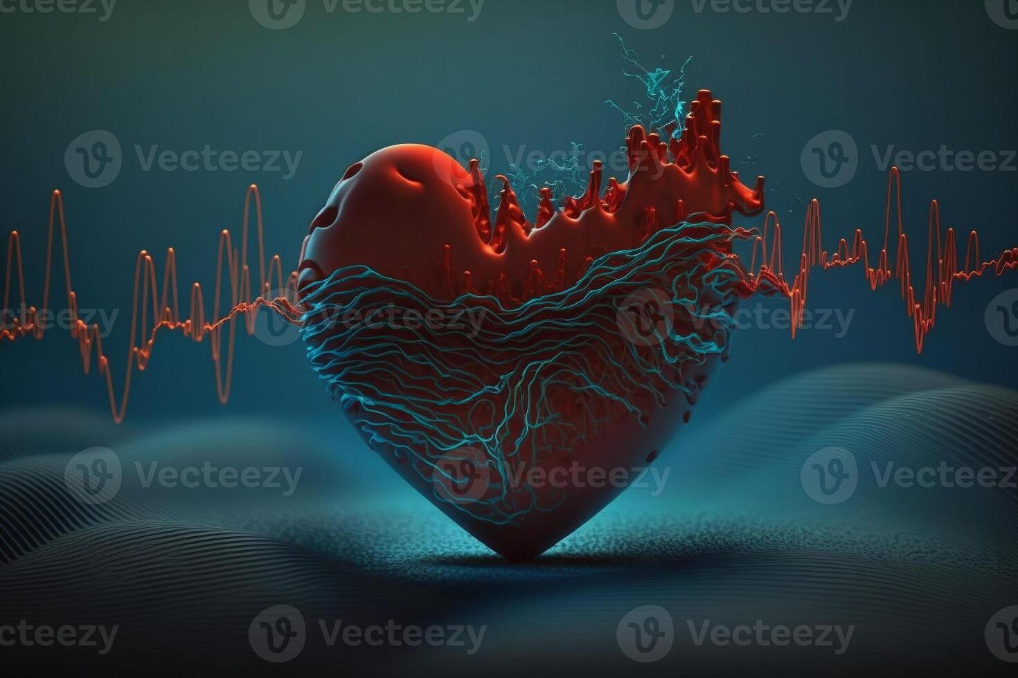 Heart health care technology concept with medical icons. AI Generative. photo