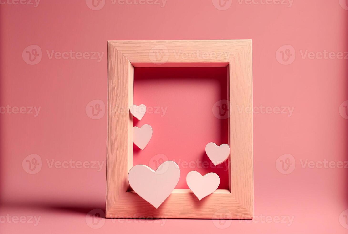 pink picture frame for insert text or image inside on pastel pink color. Generative Ai. photo