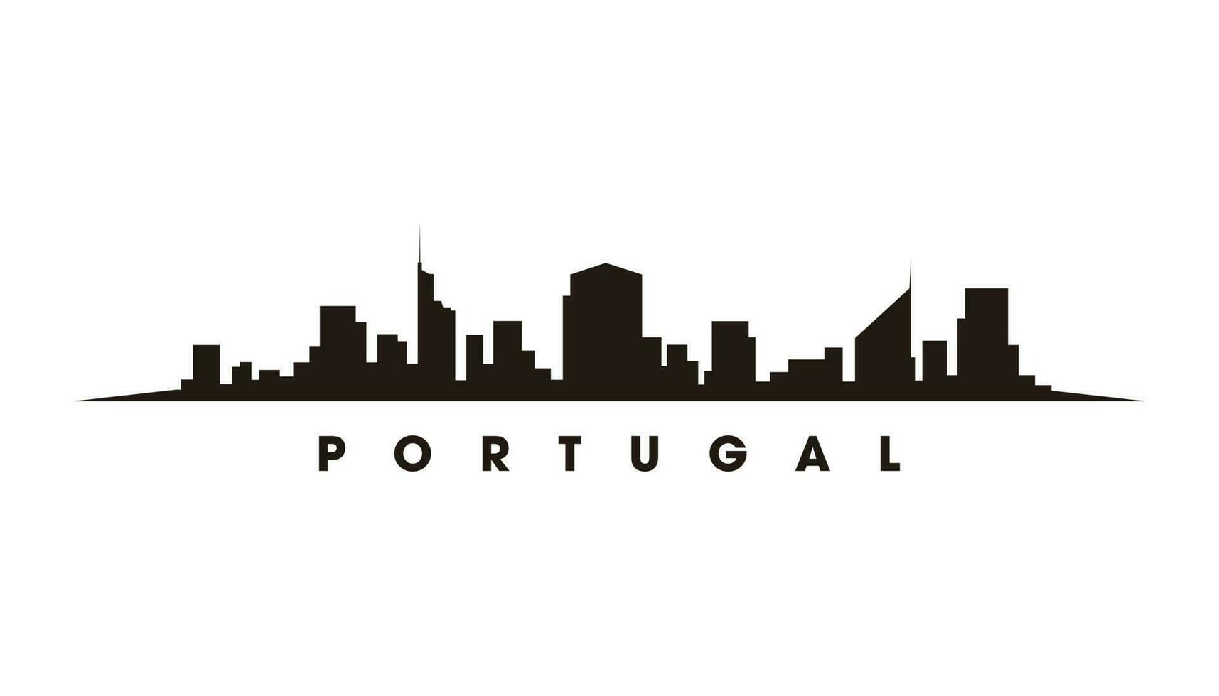 Lisboa Portugal horizonte y puntos de referencia silueta vector