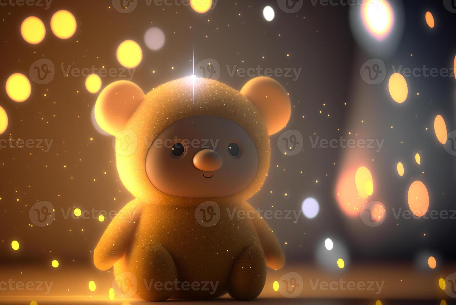 Cute cartoon portrait on bokeh background. . photo