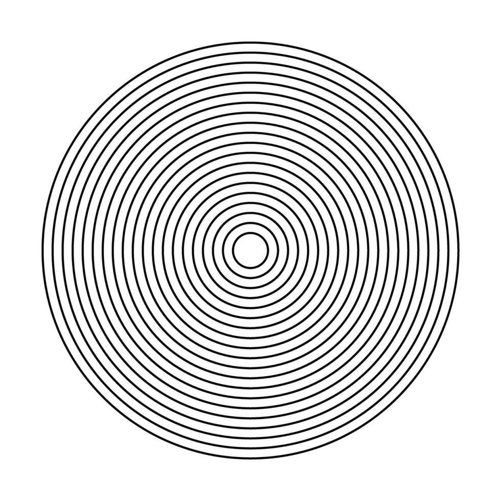 Concentric circles elements into each other in a distance equal to the thickness of all lines. vector