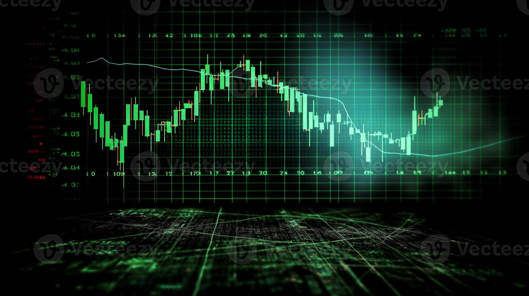 Stock market or forex trading charts and candlestick chart. Generative AI. photo