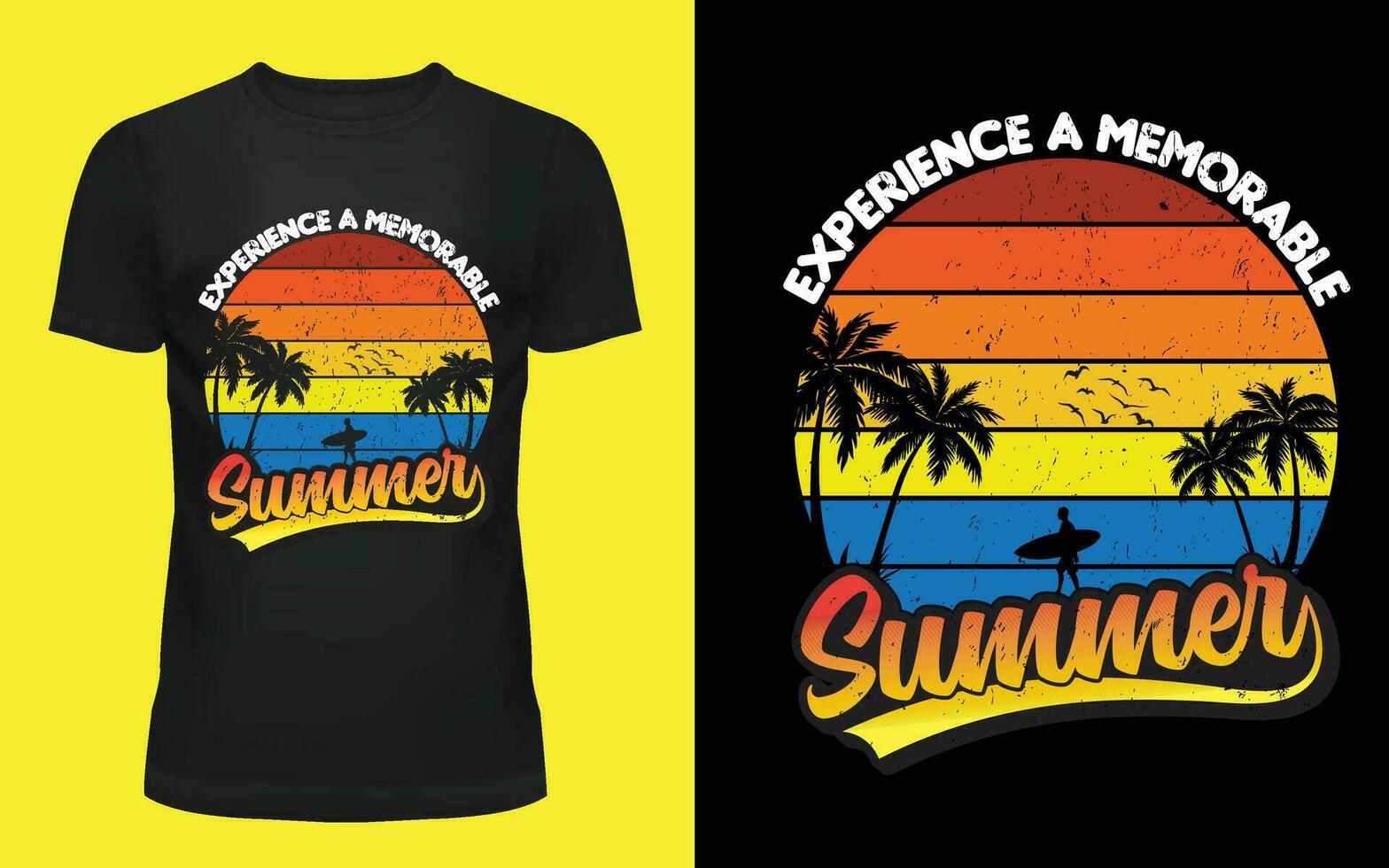 Summer t-shirt design in vintage sunset vector