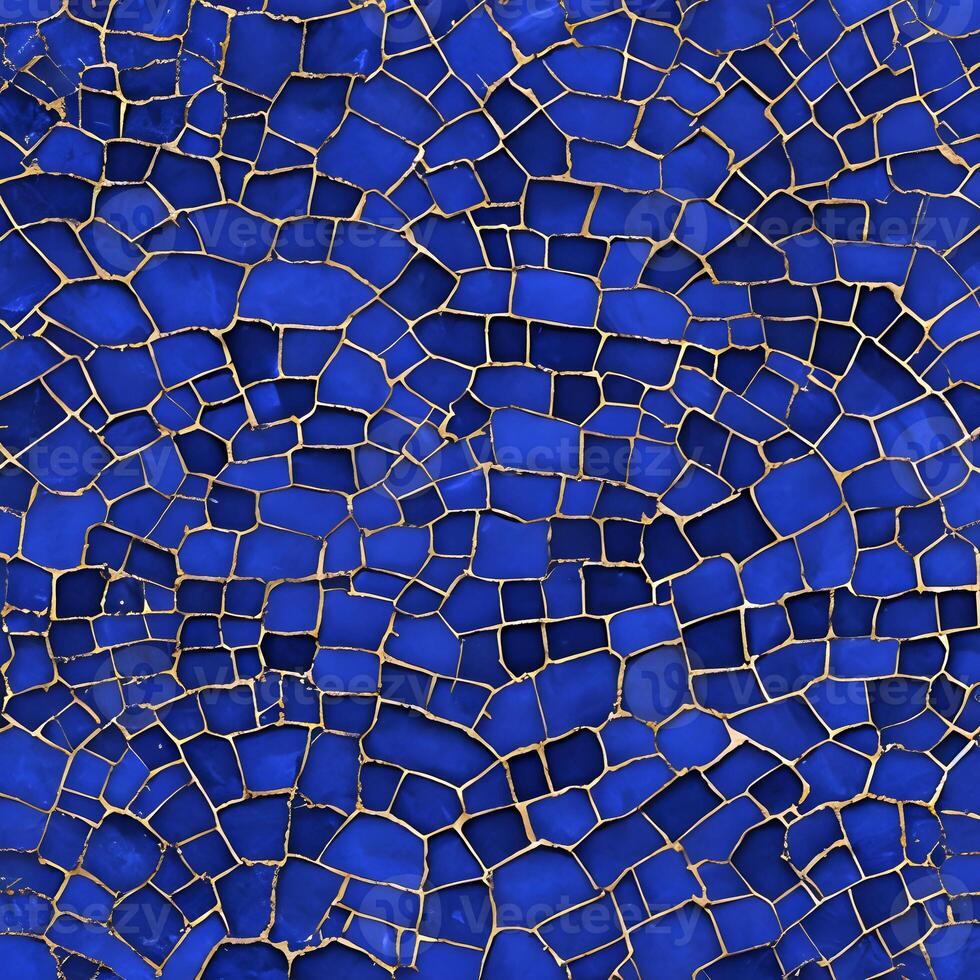 Blue and gold mosaic background. photo