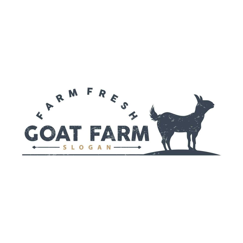 Goat logo, Goat Farm Inspiration Design, Vector Cattle Livestock, Rustic Retro Vintage Silhouette