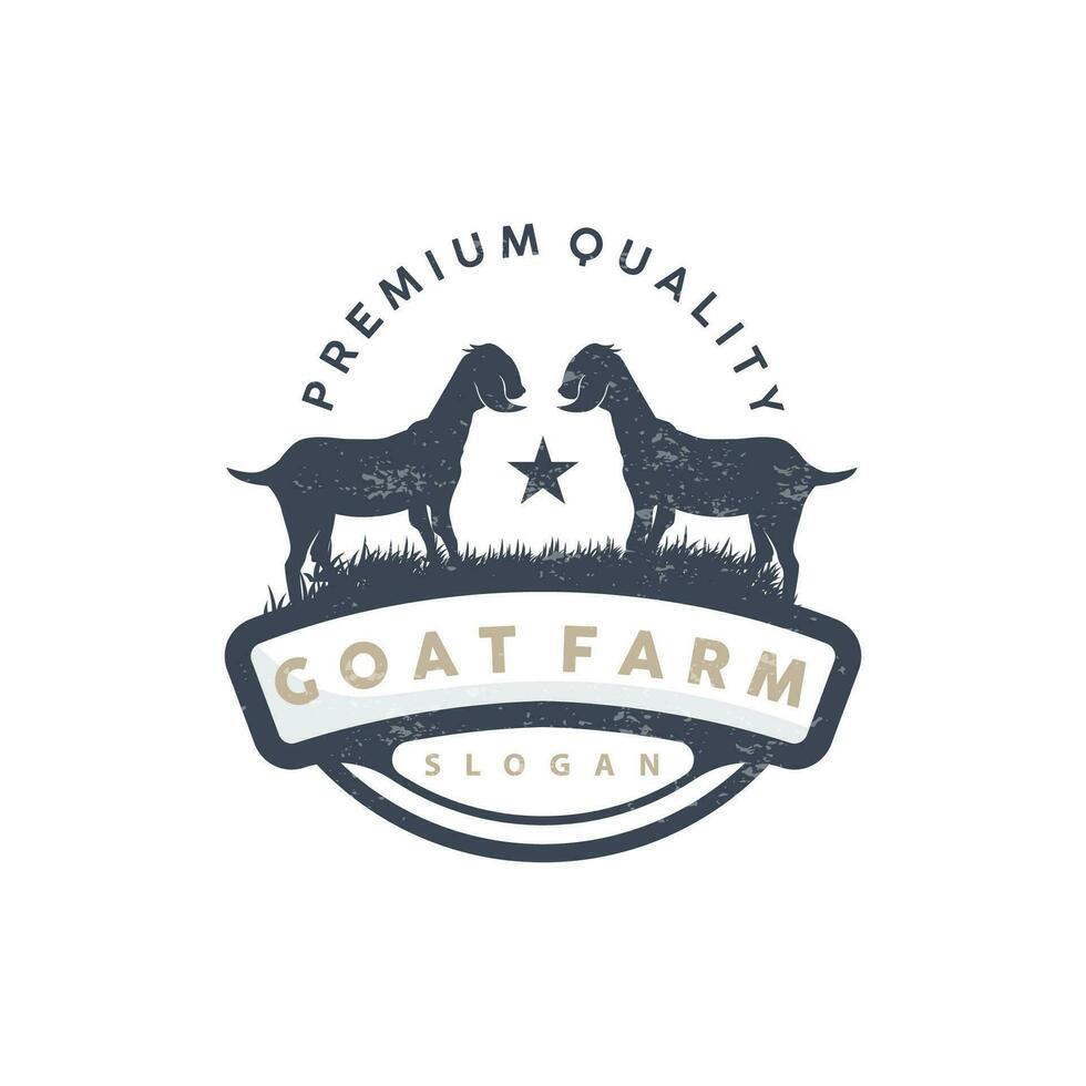 Goat logo, Goat Farm Inspiration Design, Vector Cattle Livestock, Rustic Retro Vintage Silhouette