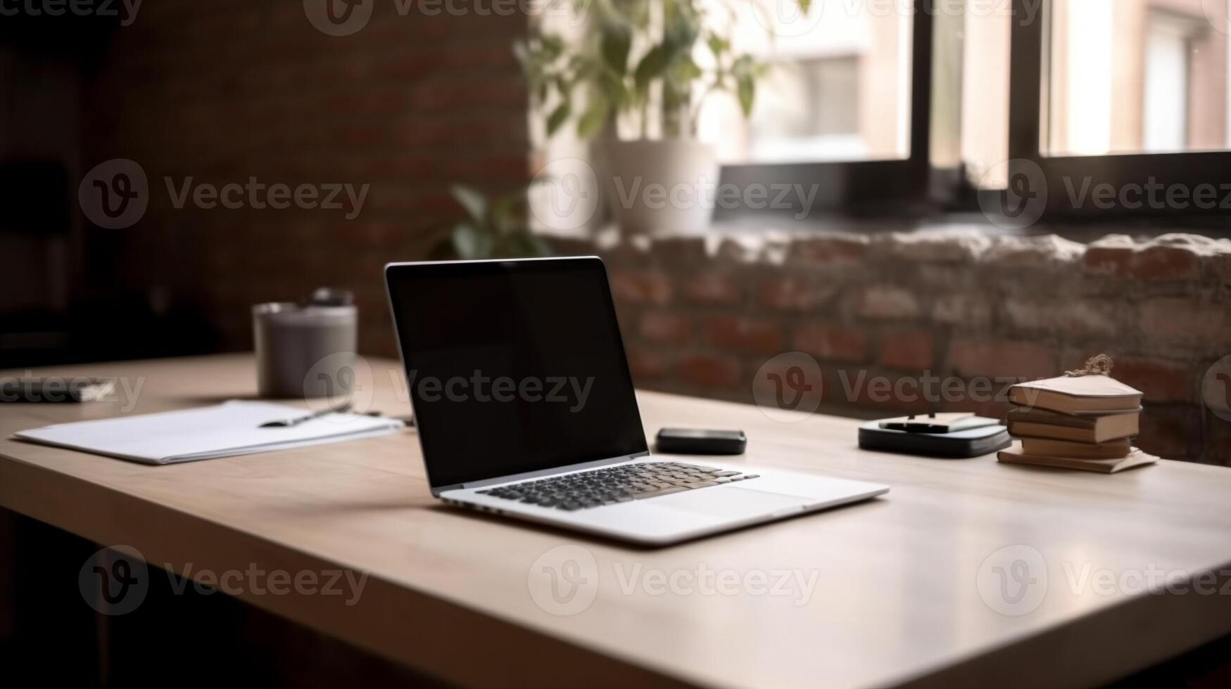 Laptop screen mockup, Technology business strategy and digital marketing concept. . photo
