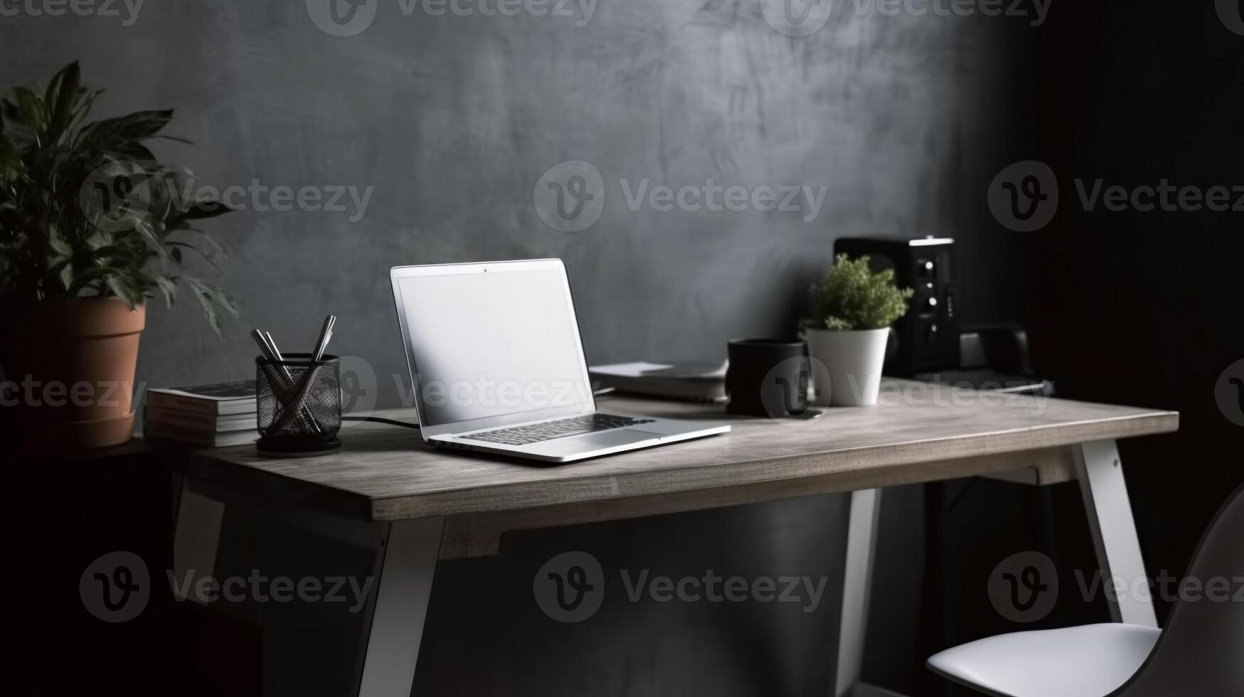 Laptop screen mockup, Technology business strategy and digital marketing concept. . photo