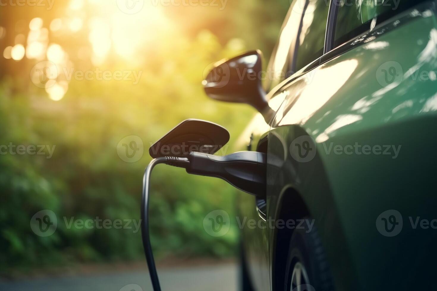 Concept of EV charger station application graphic of electric car