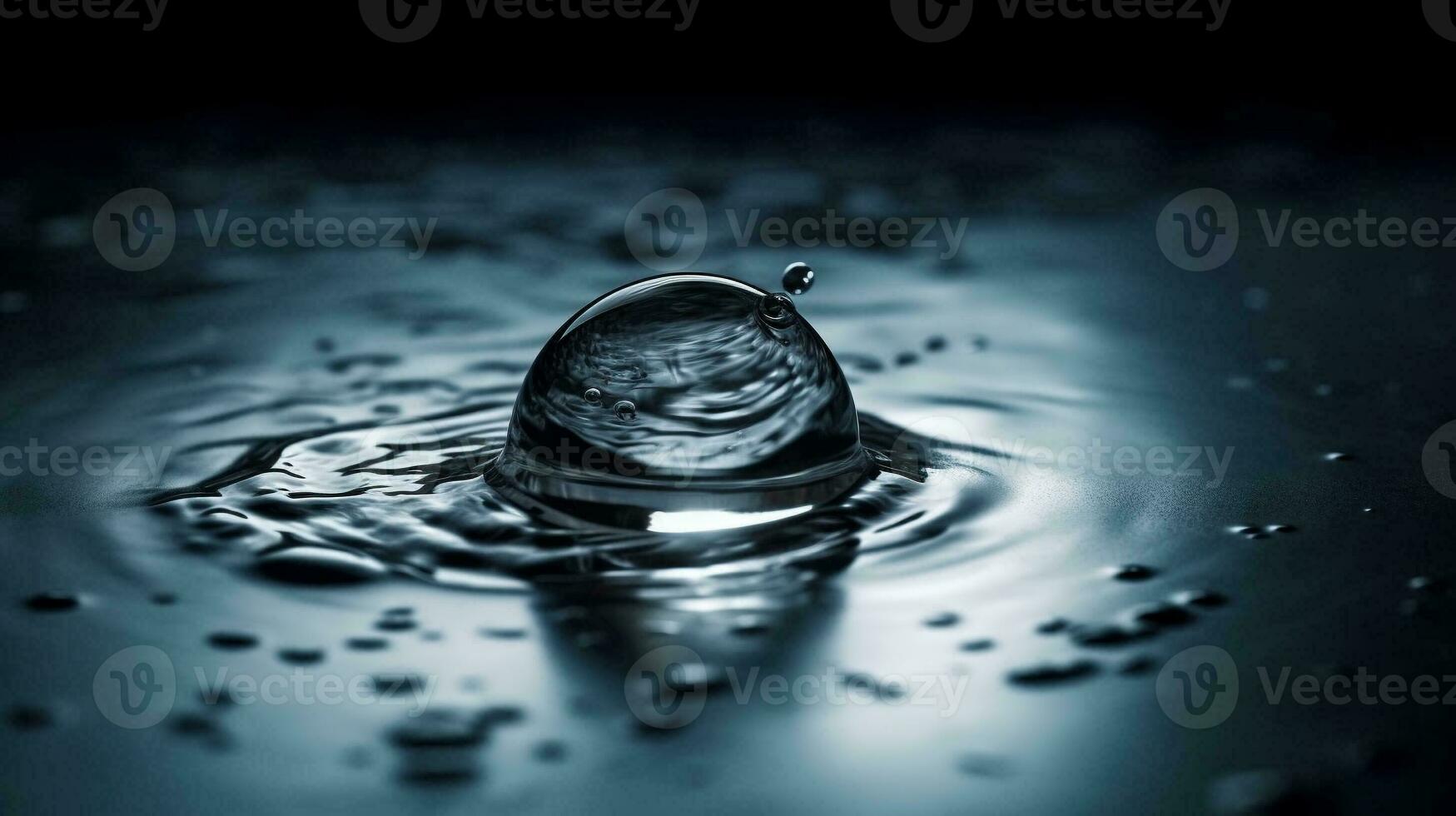 Water Drop on clear water surface, Idea for pure drinking. generative ai. photo