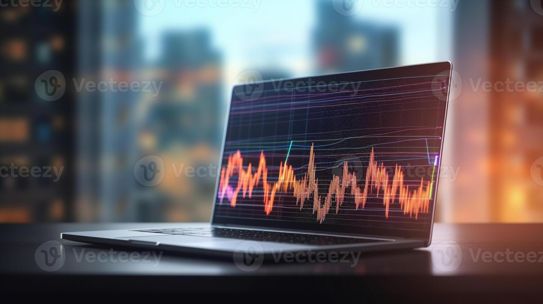 Notebook or laptop screen mockup, Technology business strategy and digital marketing concept. . photo