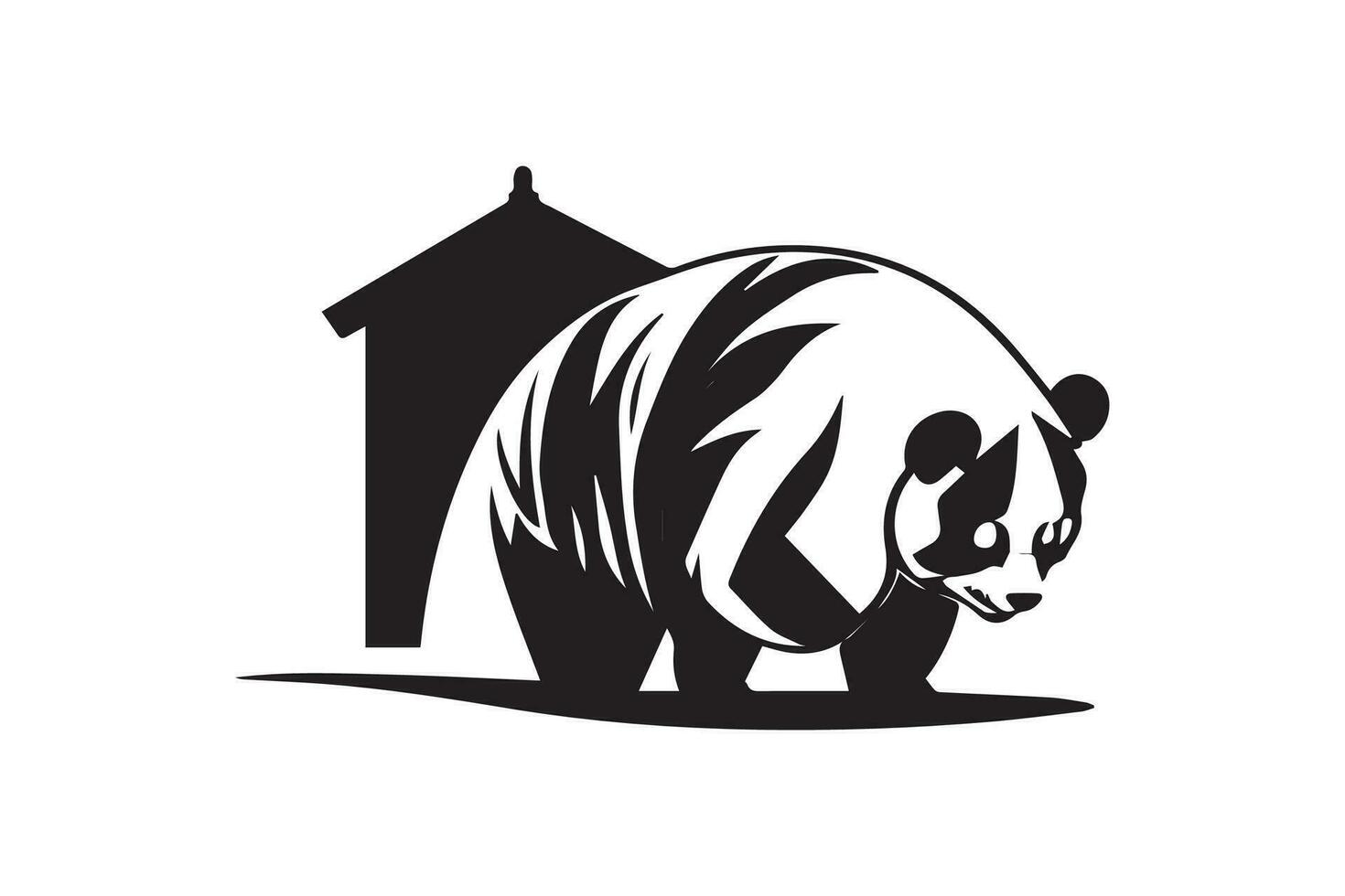 Panda Home  Vector illustration isolated on white background.